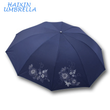En gros Manuel Ouvert En Plein Air Unbrella Haute Qualité Pas Cher Promotionnel Cadeau Beau Parapluie 3 Fold pour Lady Made in China